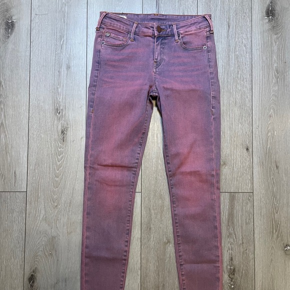 Y2K True Religion Halle HIGH-RISE Skinny Jeans Washed Pink Color Size 28 / 6 - Picture 2 of 11